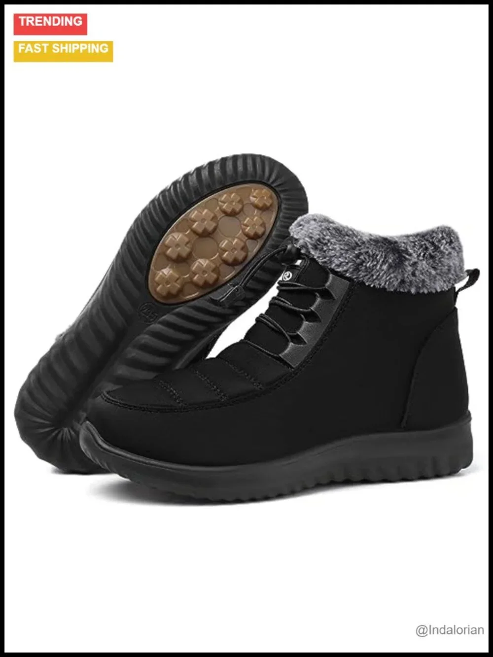 Fur Lined Warm Ankle Boots Water Resistant Anti-slip Zipper Outdoor Winter Snow